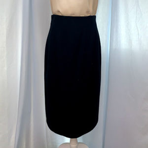 Vintage Long Black Wool Pencil Skirt